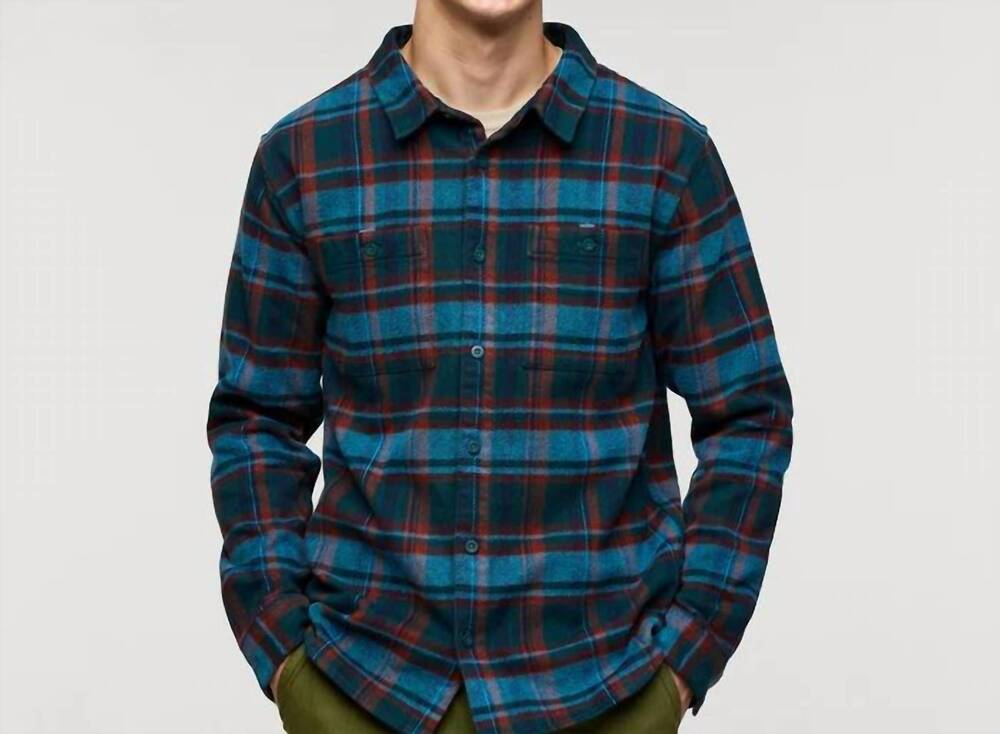 NEW COTOPAXI organic mero flannel shirt in abyss plaid